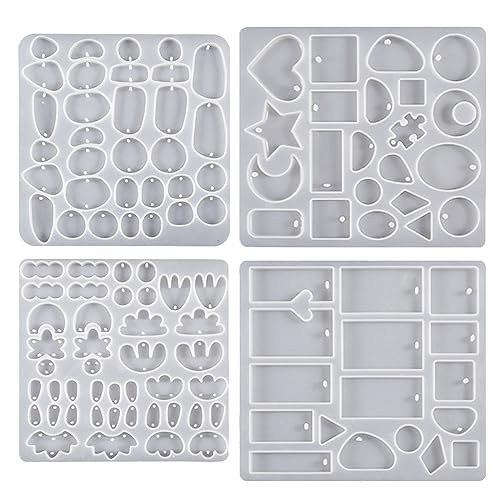 4 x Kristall-Epoxidharz-Ohrringe, Schmuckformen, hängende Anhänger, Dekoration, mehrere Stile, unregelmäßige Silikonform von YPREWY