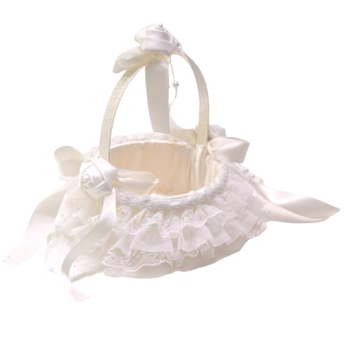 Blumenmädchenkorb mit Blumengriff, Spitze, Rüschen, Hochzeitskorb, Hochzeitskörbe für Blumenmädchen, Geschenke Blumenmädchenkorb mit Blumengriff, Spitze, Rüschen, Hochzeitskorb, Hochzeitskörbe für Blumenmädchen, Geschenke von YPREWY