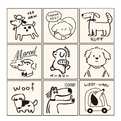 Kreatives Holzstempel-Set mit 9 Cartoon-Hunden/Kätzchen, zum Selbermachen, Scrapbooking, Kartenherstellung, Cartoon-Tiermotiv von YPREWY
