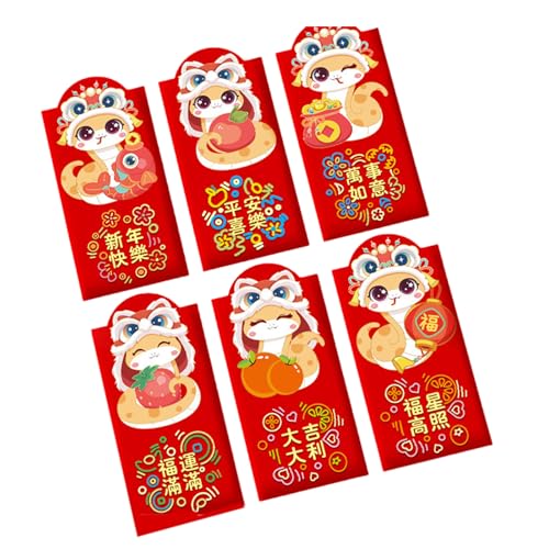 Papiertüte, Motiv: Rötungen, Cartoon, Schlangenjahr, multifunktional, chinesische Tierkreiszeichen, Geldbeutel, 6 Stück/4 Stück Papiertüte, Motiv: Rötungen, Cartoon, Schlangenjahr, multifunktional, chinesische Tierkreiszeichen, Geldbeutel, 6 Stück/4 Stück von YPREWY