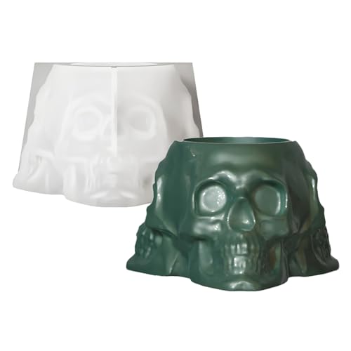 Silikonform mit Totenkopf-Gesicht, Epoxidharz, Silikonformen für Halter, Aschenbecher, Blume, Pflanzgefäß, Stifthalter von YPREWY