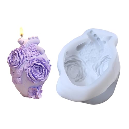 Silikonformen mit Blumenherz, Gießen, Epoxidharz, Seife, Bastelbedarf, Silikonherz, Gießseife, Bastelbedarf von YPREWY