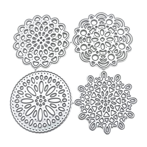 YPREWY 4-in-1 runde Metall-Stanzform, exquisite runde Stanzschablone für Scrapbooking, Verzierungen von YPREWY