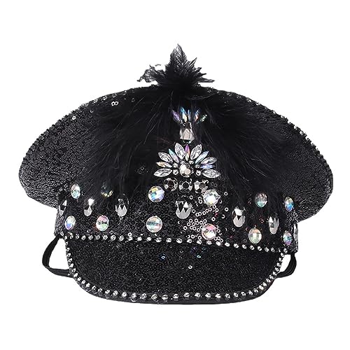 YPREWY Bejeweled Kapitän Hut Kristalle Matrosenhut für Disco Haus Cocktail Partys Urlaub funkelnde Kristalle für Braut von YPREWY