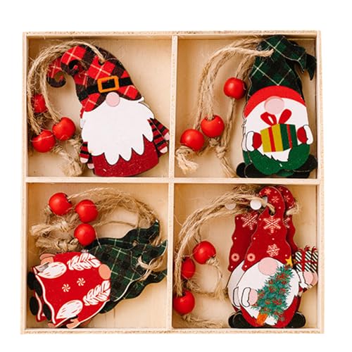 YPREWY Handgefertigter Weihnachtsmann aus Holz, gesichtslos, Mehrzweck-Holzfigur zum Aufhängen, Ornament für Festivalgeister von YPREWY