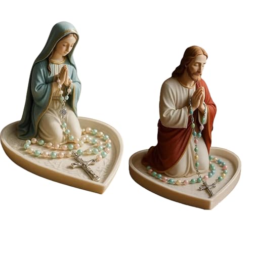YPREWY Heilige Mutter Vater Statue Gebetstablett Harze religiöse Dekorationen Rosenkranz Perlen Schmuckschatulle für Zuhause oder als Geschenk, Kunstharz, religiöse Kunst YPREWY Heilige Mutter Vater Statue Gebetstablett Harze religiöse Dekorationen Rosenkranz Perlen Schmuckschatulle für Zuhause oder als Geschenk, Kunstharz, religiöse Kunst von YPREWY