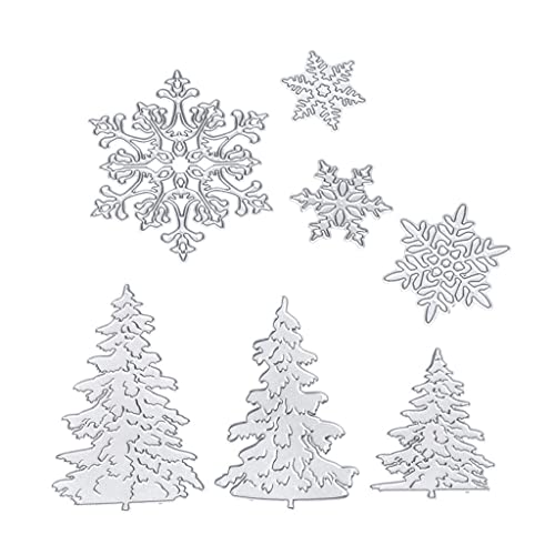 YPREWY Kreative Weihnachtsbaum-Stanzschablone, Metall, Schneeflocke, Schablone für Scrapbooking, Fotoprägung, Dekoration, 7 Stück von YPREWY