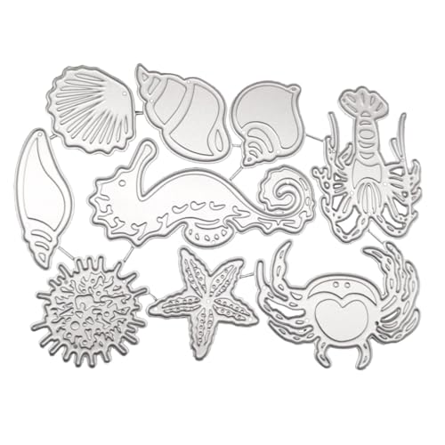 YPREWY Metall-Stanzschablone, Motiv: Meeresorganismus, zum Basteln, Karbonstahl, Prägeschablone, Schablone, Scrapbooking, für Karten von YPREWY
