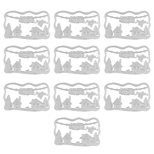 YPREWY Stanzschablonen mit Tierwolf, Rabiits, Weihnachtsmotiv, Schablonen, Blumenblatt, Prägeschablonen für Scrapbooking, 10 Stück von YPREWY