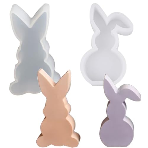 YQBFTC 2 Stück Silikonformen Gießformen Ostern,Osterhase Silikonform,Gießformen Silikon Kaninchen Ostern,3D Kaninchen Gießform Ostern,Osterhase Silikonform for Gips,Sojawachs Kerzen,Handwerk(B) von YQBFTC