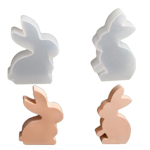 YQBFTC 2 Stück Silikonformen Gießformen Ostern,Osterhase Silikonform,Gießformen Silikon Kaninchen Ostern,3D Kaninchen Gießform Ostern,Osterhase Silikonform for Gips,Sojawachs Kerzen,Handwerk(C) von YQBFTC