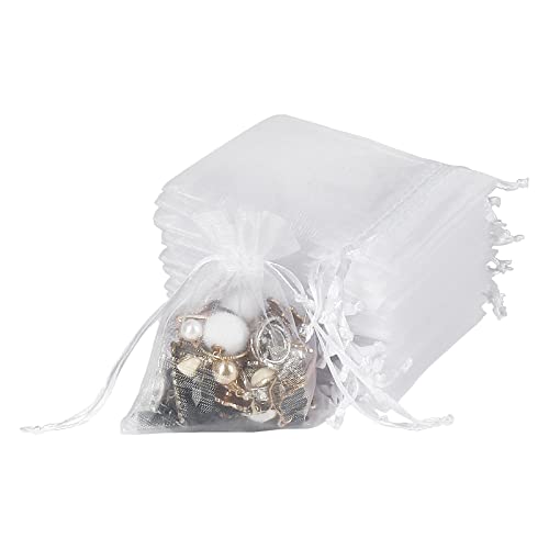 100PCS Organzasäckchen Weiß Klein 8X10cm, Mesh Hochzeitsbevorzugung Geschenktüten mit Kordelzug für Schmuck Süßigkeiten Party Weihnachtsfest… von YQL