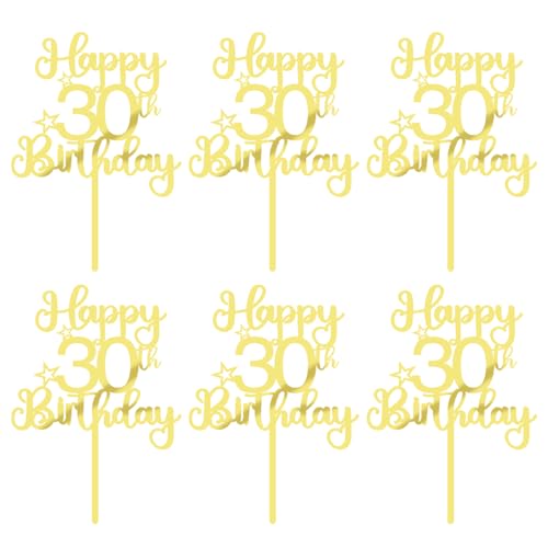YQLXDHBD Tortenaufsatz "Happy 30th Birthday", verspiegelt, goldfarben, Acryl, 6 Stück, Geburtstagsparty-Dekorationsideen, Hello 30th Years Old Geburtstag/Jahrestag, Party-Dekoration YQLXDHBD Tortenaufsatz "Happy 30th Birthday", verspiegelt, goldfarben, Acryl, 6 Stück, Geburtstagsparty-Dekorationsideen, Hello 30th Years Old Geburtstag/Jahrestag, Party-Dekoration von YQLXDHBD