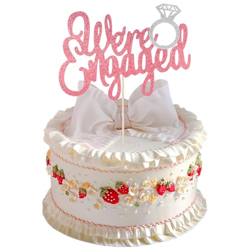 1 x Verlobungs-Kuchenaufsatz, "We're Engaged"-Kuchenaufsatz mit Ring, Verlobungsdekoration, Roségold, Glitzer, Verlobungsparty-Dekorationen, Hochzeitstortenaufsatz, Kuchendekoration für Hochzeit, 1 x Verlobungs-Kuchenaufsatz, "We're Engaged"-Kuchenaufsatz mit Ring, Verlobungsdekoration, Roségold, Glitzer, Verlobungsparty-Dekorationen, Hochzeitstortenaufsatz, Kuchendekoration für Hochzeit, von YQQYG