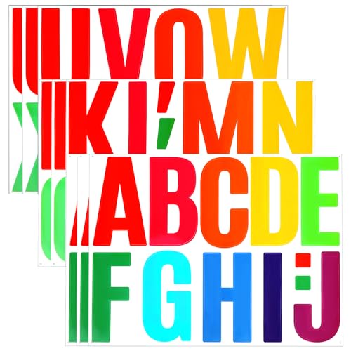 102 Stück Buchstaben Aufkleber Bunt 10 cm Vinyl Buchstaben Sticker, Alphabet Aufkleber Groß Selbstklebende Dekorationen für Poster Pinnwände Klassenzimmer Heimdekoration von YQQYG