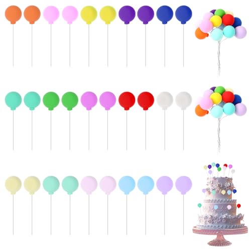 Ballon-Kuchenaufsatz, Kuchendekoration, Regenbogen-Kuchenaufsatz, Kugel-Kuchenaufsatz, Tortenaufsatz für Urlaub, Geburtstag, Party, Kuchendekoration, 30 Stück Ballon-Kuchenaufsatz, Kuchendekoration, Regenbogen-Kuchenaufsatz, Kugel-Kuchenaufsatz, Tortenaufsatz für Urlaub, Geburtstag, Party, Kuchendekoration, 30 Stück von YQQYG
