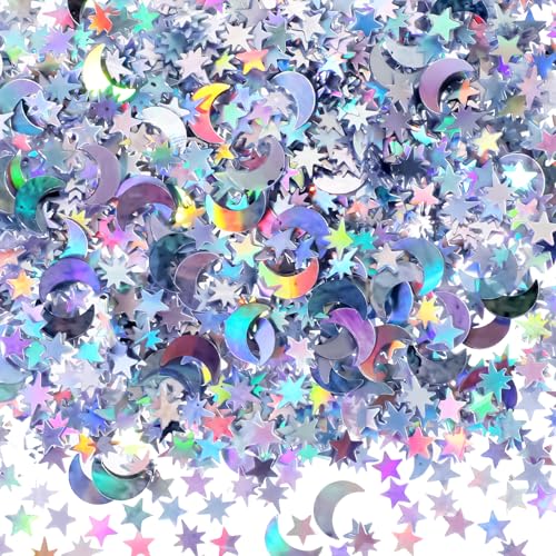 YQQYG 4000 Stück Stern-Mond-Konfetti, Glitzersterne, Tisch-Konfetti, Laserpapier, Regenbogenfarben, Folienkonfetti, Mond, Stern, Streuung für Hochzeit, Party, Geburtstag, Festival, Dekorationen (45 g) YQQYG 4000 Stück Stern-Mond-Konfetti, Glitzersterne, Tisch-Konfetti, Laserpapier, Regenbogenfarben, Folienkonfetti, Mond, Stern, Streuung für Hochzeit, Party, Geburtstag, Festival, Dekorationen (45 g) von YQQYG