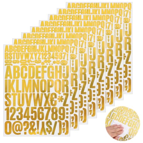 YQQYG 816 Stück Buchstaben Aufkleber 8 Blatt Zahlenaufkleber, Goldfarben, 2 cm und 4 cm, Vinyl Buchstaben Aufkleber, Alphabet-Aufkleber für Poster, Tafel, Briefkasten, Schilder, Sammelalbum YQQYG 816 Stück Buchstaben Aufkleber 8 Blatt Zahlenaufkleber, Goldfarben, 2 cm und 4 cm, Vinyl Buchstaben Aufkleber, Alphabet-Aufkleber für Poster, Tafel, Briefkasten, Schilder, Sammelalbum von YQQYG