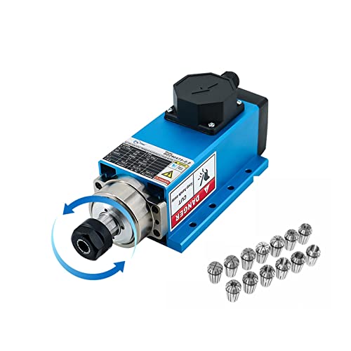 Spindelmotor, 1,5 kW / 2,2 kW 24000 U/min 400 Hz 3-Phasen-Eingangsluftgekühlter Spindelmotor + 1 Satz ER11- oder ER20-Spannzange for CNC-Maschine(Junction Box blue,2.2kw 220) von YQVEOT