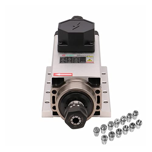 Spindelmotor, 1,5 kW / 2,2 kW 24000 U/min 400 Hz 3-Phasen-Eingangsluftgekühlter Spindelmotor + 1 Satz ER11- oder ER20-Spannzange for CNC-Maschine(Junction Box silver,2.2kw 380) von YQVEOT