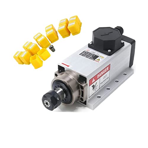 Spindelmotor, 2,2-kW-Luftkühlungs-Vierkantspindelmotor + 13 Stück ER20-Auslauf 0,01 mm Vierlager for CNC-Gravur-Frässchleifen von YQVEOT