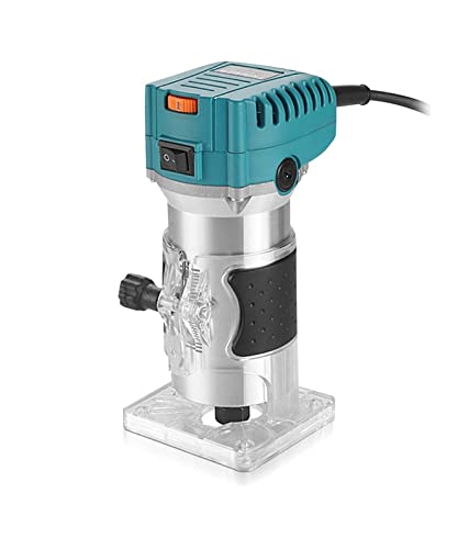 YQVEOT Elektrische Oberfräse, 800 W Holzfräser Elektrischer Trimmer Holzbearbeitungsmaschinen, Power Carpentry Manuelle Trimmerwerkzeuge, 15-teiliger Holzfräser(6G 800W L) von YQVEOT