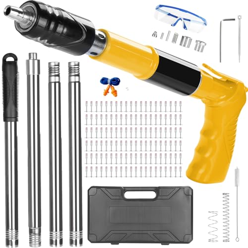 Nagelpistole mit 110 Stück Rund Nagel Nail Gun Stahlnagelpistole Werkzeug zum Nageln mit Handschuhen Schlüssel für Brillen Ohrstöpsel Nagelpistole mit 110 Stück Rund Nagel Nail Gun Stahlnagelpistole Werkzeug zum Nageln mit Handschuhen Schlüssel für Brillen Ohrstöpsel von YQXTOOEL