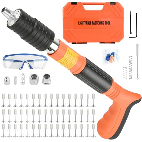 Nagelpistole mit 120 Stück Rund Nagel Nail Gun Stahlnagelpistole Werkzeug zum Nageln mit Handschuhen Schlüssel für Brillen Ohrstöpsel Nagelpistole mit 120 Stück Rund Nagel Nail Gun Stahlnagelpistole Werkzeug zum Nageln mit Handschuhen Schlüssel für Brillen Ohrstöpsel von YQXTOOEL