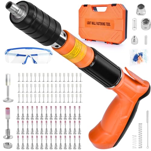 Nail Gun Nagelpistole mit 130 Stück Nagel,65 Stück Rundnägel,65 Stück M8-Gewindenägel,Stahlnagelpistole Werkzeug zum Nageln mit Handschuhen Schlüssel für Brillen Ohrstöpsel Nail Gun Nagelpistole mit 130 Stück Nagel,65 Stück Rundnägel,65 Stück M8-Gewindenägel,Stahlnagelpistole Werkzeug zum Nageln mit Handschuhen Schlüssel für Brillen Ohrstöpsel von YQXTOOEL