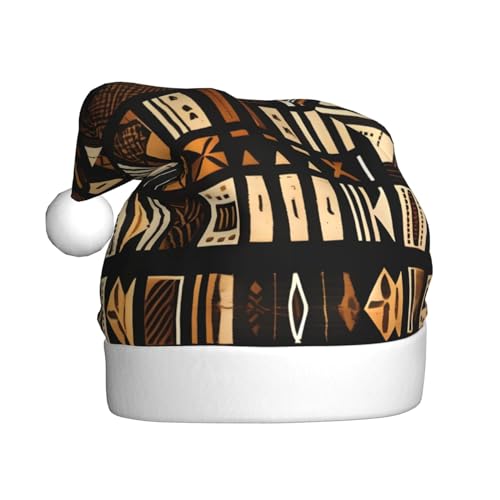 YQxwJL Afrikanischer Schlammstoff, Tribal-Druck, Weihnachtsdekoration, Plüsch-Weihnachtsmannmützen für Weihnachten, Urlaub, Partyzubehör YQxwJL Afrikanischer Schlammstoff, Tribal-Druck, Weihnachtsdekoration, Plüsch-Weihnachtsmannmützen für Weihnachten, Urlaub, Partyzubehör von YQxwJL