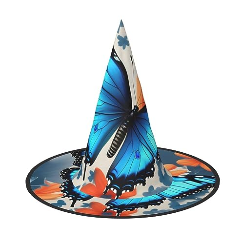 YQxwJL Blauer Schmetterlings-Druck, Halloween-Hexenkappe, Zaubererhut, Hexenhüte, Dekoration, hängende schwimmende Veranda-Hof-Dekoration YQxwJL Blauer Schmetterlings-Druck, Halloween-Hexenkappe, Zaubererhut, Hexenhüte, Dekoration, hängende schwimmende Veranda-Hof-Dekoration von YQxwJL