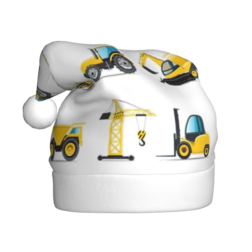 YQxwJL Cartoon Heavy Machinery Truck Print Santa Hats Snowman Plush Christmas Decorations Hats for Christmas Holiday Party Supplies von YQxwJL