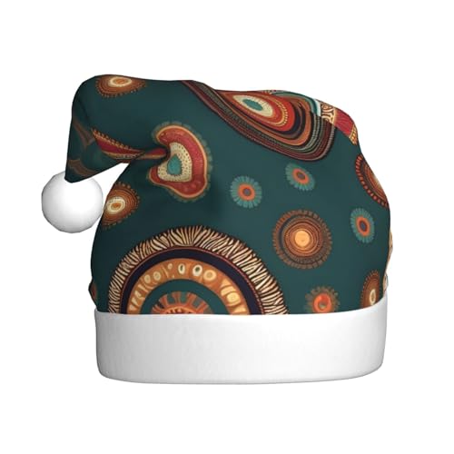 YQxwJL Ethnische Kreise, Blumenmuster, Weihnachtsdekoration, Mützen, Plüsch, Weihnachtsmannmützen für Weihnachten, Urlaub, Partyzubehör von YQxwJL