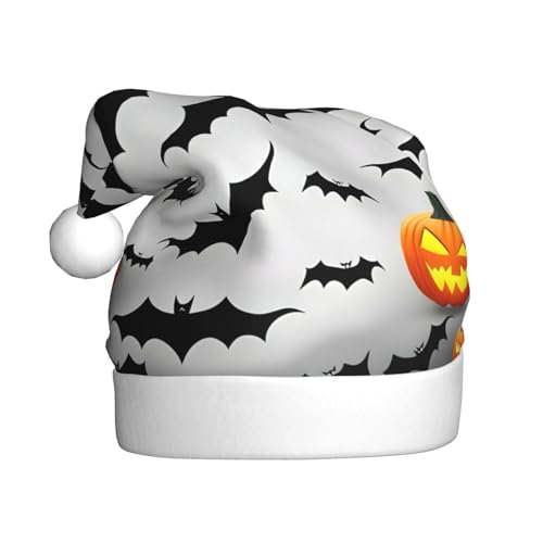 YQxwJL Halloween fliegende Fledermäuse Druck Weihnachtsdekorationen Hüte Plüsch Weihnachtsmannmützen für Weihnachten Urlaub Party Supplies von YQxwJL