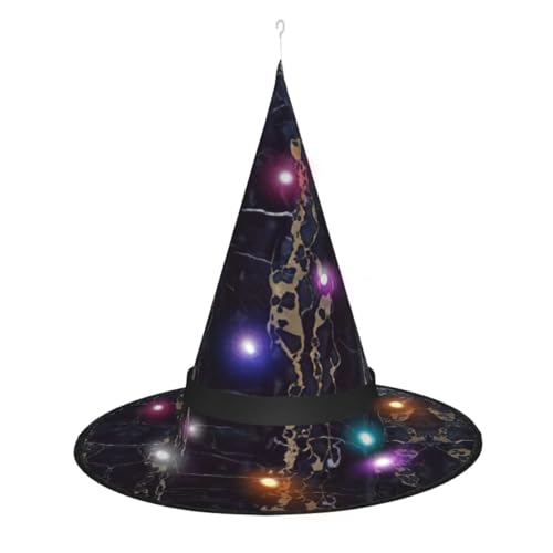 YQxwJL Hexenhut mit Marmormuster, LED-Lichtkappe, Halloween-hängende Hexenhüte, faltbare Kappe für Party, Cosplay YQxwJL Hexenhut mit Marmormuster, LED-Lichtkappe, Halloween-hängende Hexenhüte, faltbare Kappe für Party, Cosplay von YQxwJL