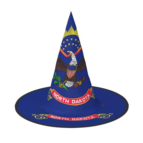 YQxwJL Hexenhut mit Nord-Dakota-Staatsflagge, Hexenhut, zum Aufhängen, schwimmende Hexenhüte, für Halloween, Weihnachten, Party-Dekoration von YQxwJL