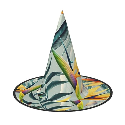 YQxwJL Hexenhut mit tropischem Landschaftsdruck, Hexenhut, schwimmende Hexenhüte, für Halloween, Weihnachten, Party-Dekoration von YQxwJL