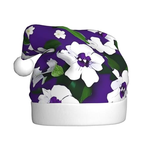 YQxwJL Lila / Weiß Blumendruck Weihnachtsdekorationen Hüte Plüsch Weihnachtsmannmützen für Weihnachten Urlaub Party Supplies von YQxwJL