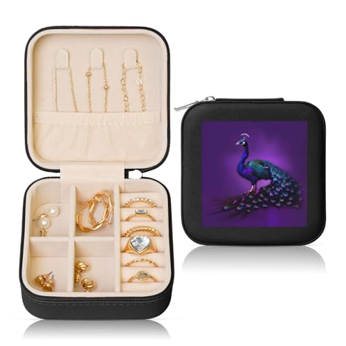 YQxwJL Lila Pfau Muster Druck Schmuck Aufbewahrungstasche, PU-Leder Schmuckschatulle Box, Reiseaufbewahrung Geburtstag Geschenk für Frauen YQxwJL Lila Pfau Muster Druck Schmuck Aufbewahrungstasche, PU-Leder Schmuckschatulle Box, Reiseaufbewahrung Geburtstag Geschenk für Frauen von YQxwJL