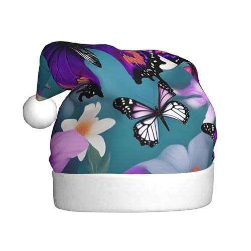 YQxwJL Lila Schmetterling und Blumen Druck Weihnachtsdekorationen Hüte Plüsch Weihnachtsmannmützen für Weihnachten Urlaub Party Supplies YQxwJL Lila Schmetterling und Blumen Druck Weihnachtsdekorationen Hüte Plüsch Weihnachtsmannmützen für Weihnachten Urlaub Party Supplies von YQxwJL