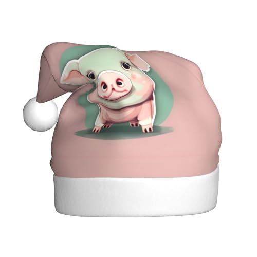 YQxwJL Niedliche Weihnachtsmütze mit langen Ohren, Schweine-Druck, Plüsch-Weihnachtsmannmützen für Weihnachten, Urlaub, Partyzubehör YQxwJL Niedliche Weihnachtsmütze mit langen Ohren, Schweine-Druck, Plüsch-Weihnachtsmannmützen für Weihnachten, Urlaub, Partyzubehör von YQxwJL
