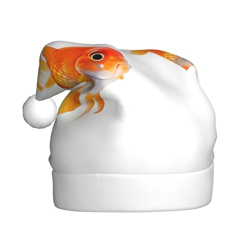 YQxwJL Niedlicher Goldfisch-Druck, Weihnachtsdekoration, Mützen, Plüsch-Weihnachtsmannmützen für Weihnachten, Urlaub, Partyzubehör YQxwJL Niedlicher Goldfisch-Druck, Weihnachtsdekoration, Mützen, Plüsch-Weihnachtsmannmützen für Weihnachten, Urlaub, Partyzubehör von YQxwJL