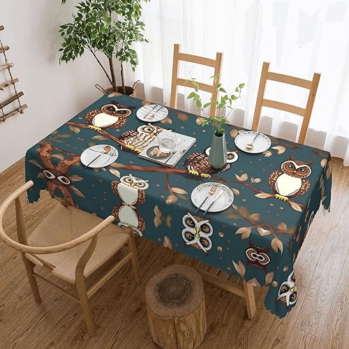 YQxwJL Rechteckige Tischdecke mit Eulen auf Baumzweigen, für Küche, Esszimmer, Tischdecken für Tische, Party, Hochzeit von YQxwJL