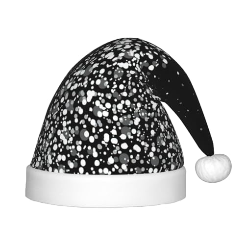YQxwJL Schwarz-weiße Weihnachtsmütze mit Glitzer-Druck, Weihnachtsmannmütze, Weihnachtsmütze, Winterurlaubsmütze für Weihnachten, Party, Zubehör YQxwJL Schwarz-weiße Weihnachtsmütze mit Glitzer-Druck, Weihnachtsmannmütze, Weihnachtsmütze, Winterurlaubsmütze für Weihnachten, Party, Zubehör von YQxwJL