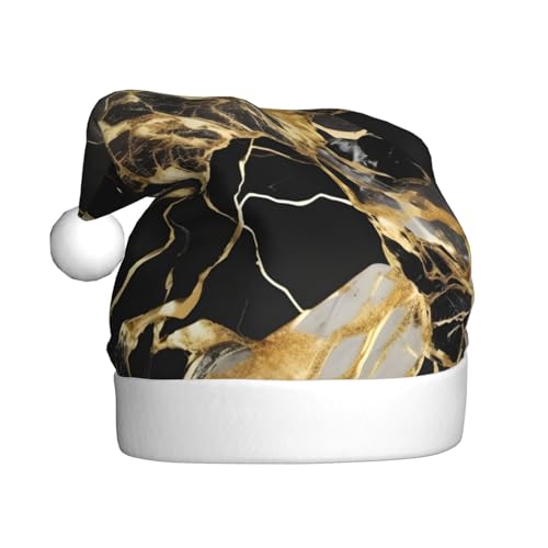 YQxwJL Schwarze Marmor-Textur, goldener Druck, Weihnachtsdekoration, Plüsch-Weihnachtsmannmützen für Weihnachten, Urlaub, Partyzubehör YQxwJL Schwarze Marmor-Textur, goldener Druck, Weihnachtsdekoration, Plüsch-Weihnachtsmannmützen für Weihnachten, Urlaub, Partyzubehör von YQxwJL