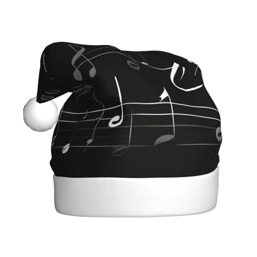 YQxwJL Schwarze Weihnachtsmütze mit Musiknoten-Druck, Plüsch-Weihnachtsmannmützen für Weihnachten, Urlaub, Partyzubehör YQxwJL Schwarze Weihnachtsmütze mit Musiknoten-Druck, Plüsch-Weihnachtsmannmützen für Weihnachten, Urlaub, Partyzubehör von YQxwJL