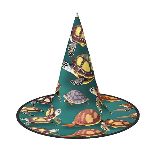 YQxwJL Viele Tiere, Meeresschildkröten, Halloween-Hexenkappe, Zaubererhut, Hexenhut, Dekoration, hängende schwimmende Veranda-Hof-Dekoration von YQxwJL