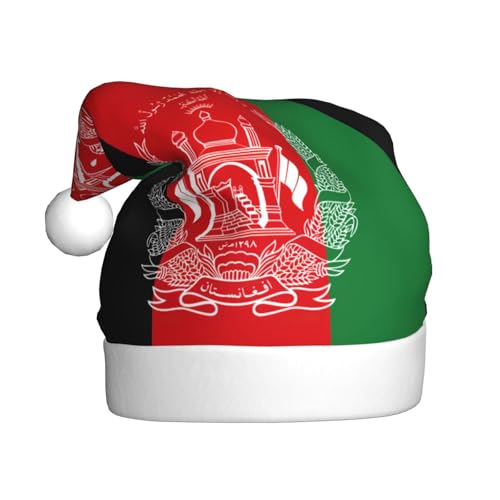 YQxwJL Weihnachtsdekoration, Motiv: Flagge von Afghanistan, Plüsch, Weihnachtsmannmützen für Weihnachten, Urlaub, Partyzubehör von YQxwJL