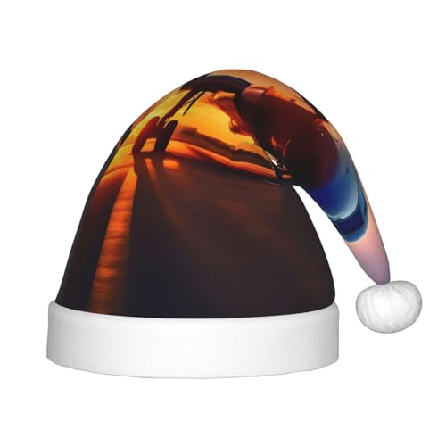 YQxwJL Weihnachtsmütze im Flugzeug mit Sonnenuntergang und Himmel, Weihnachtsmann-Motiv, Weihnachtsmütze, Winterurlaubsmütze für Weihnachten, Party, YQxwJL Weihnachtsmütze im Flugzeug mit Sonnenuntergang und Himmel, Weihnachtsmann-Motiv, Weihnachtsmütze, Winterurlaubsmütze für Weihnachten, Party, von YQxwJL