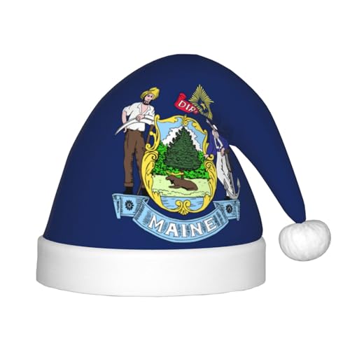 YQxwJL Weihnachtsmütze mit Flagge von Maine State Flagge, Weihnachtsmannmütze, Winterurlaubsmütze für Weihnachten, Party, Zubehör YQxwJL Weihnachtsmütze mit Flagge von Maine State Flagge, Weihnachtsmannmütze, Winterurlaubsmütze für Weihnachten, Party, Zubehör von YQxwJL